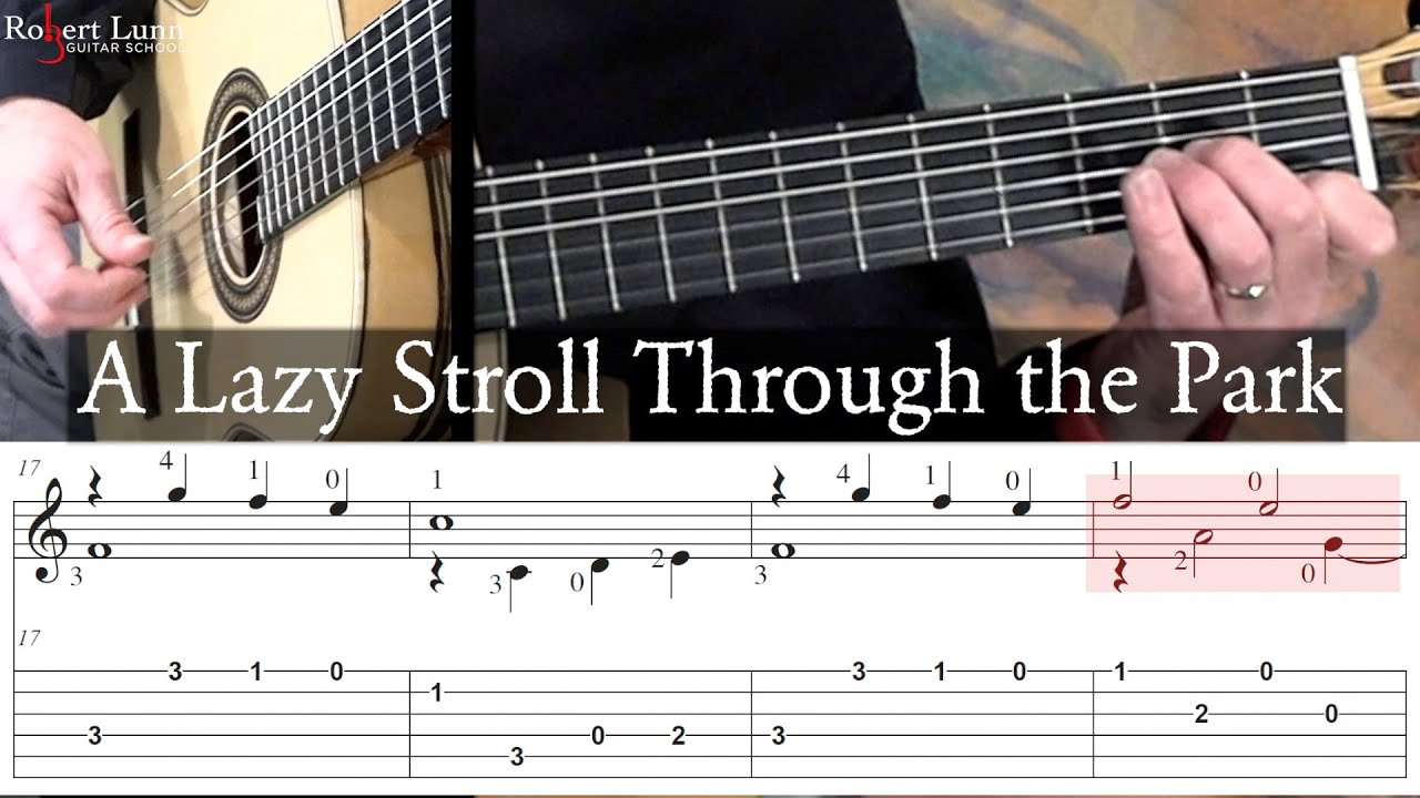 A Lazy Stroll - Full Tutorial with TAB - Classical Guitar - Robert Lunn