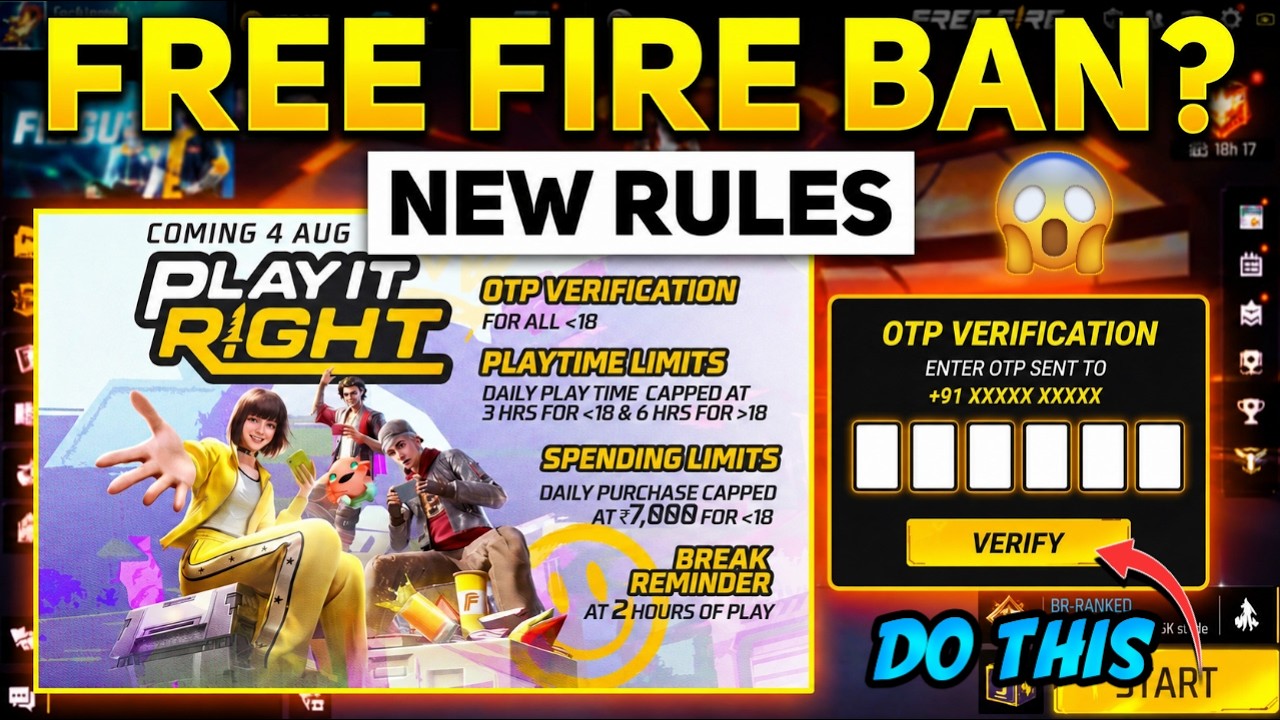 FREE FIRE BAN ! NEW RULES LIMITED TIME ONLY PLAY | HOW TO OTP VERIFICATION FREE FIRE😱
