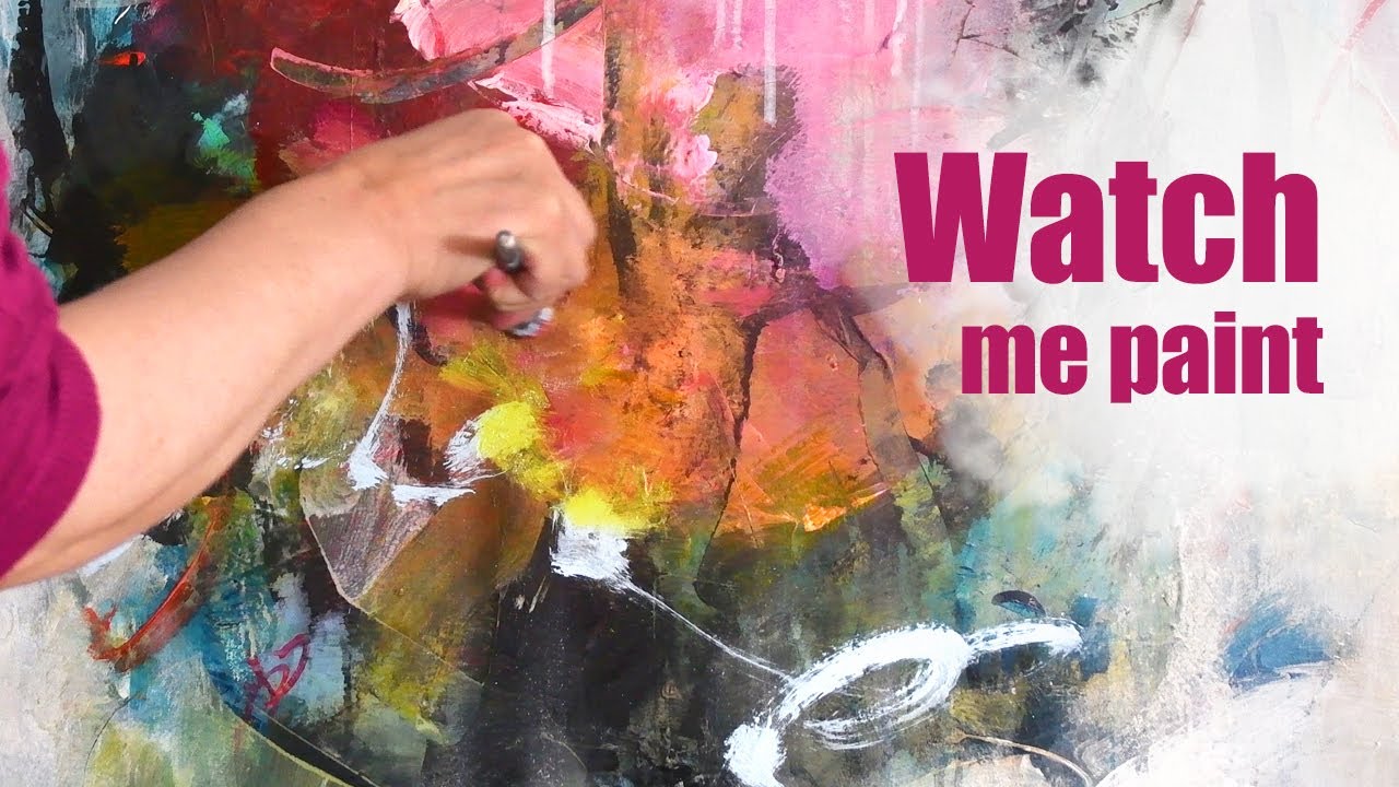 Freies Malen auf grosser Fläche, spannend & expressiv mit dem Silikonpinsel, abstrakte Acrylmalerei