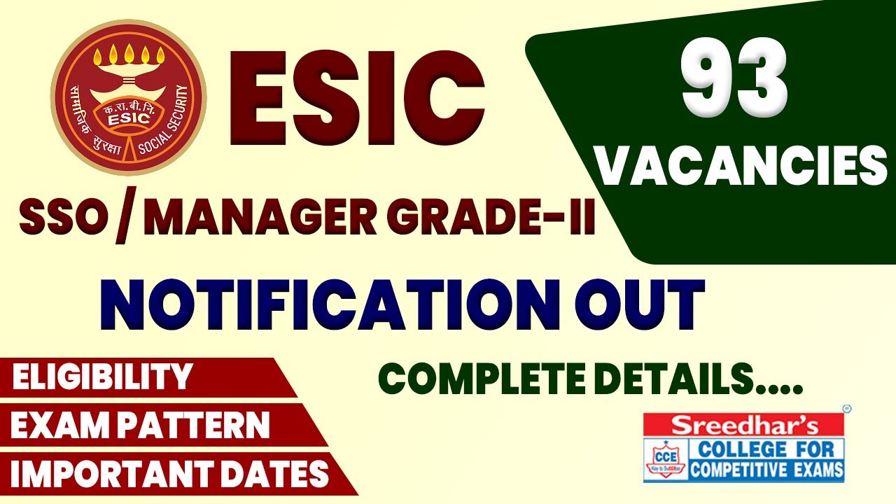 ESIC SSO/GRADE-II NOTIFICATION 2022 OUT | ESIC RECRUITMENT COMPLETE DETAILS IN TELUGU