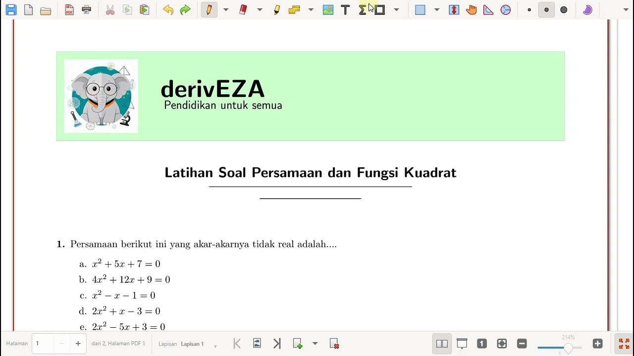 Pembahasan Soal Persamaan dan Fungsi Kuadrat Bagian 1