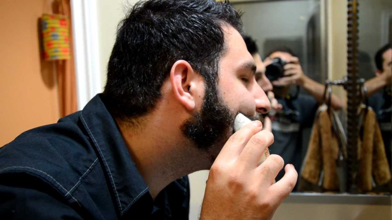 My younger brother shaving his playoff beard!!!