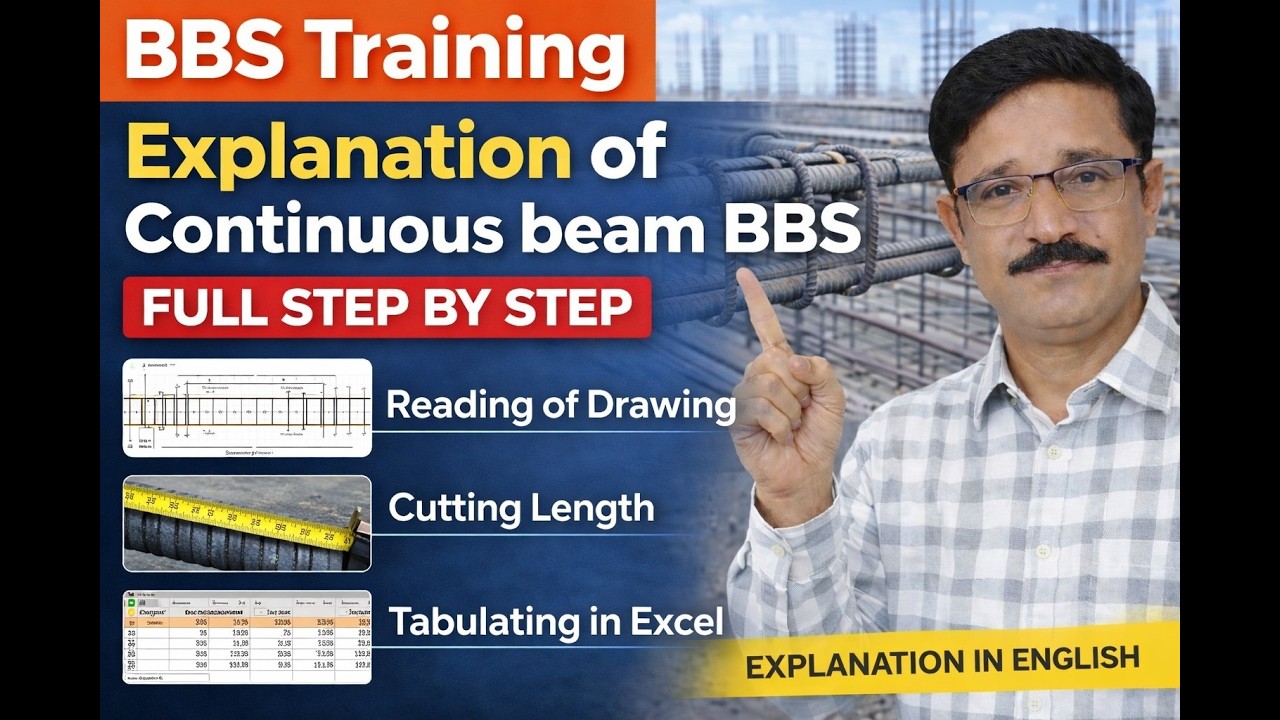 Continuous Beam BBS Full Explanation | Drawing Reading, Cutting Length & Excel Entry | BBS Training