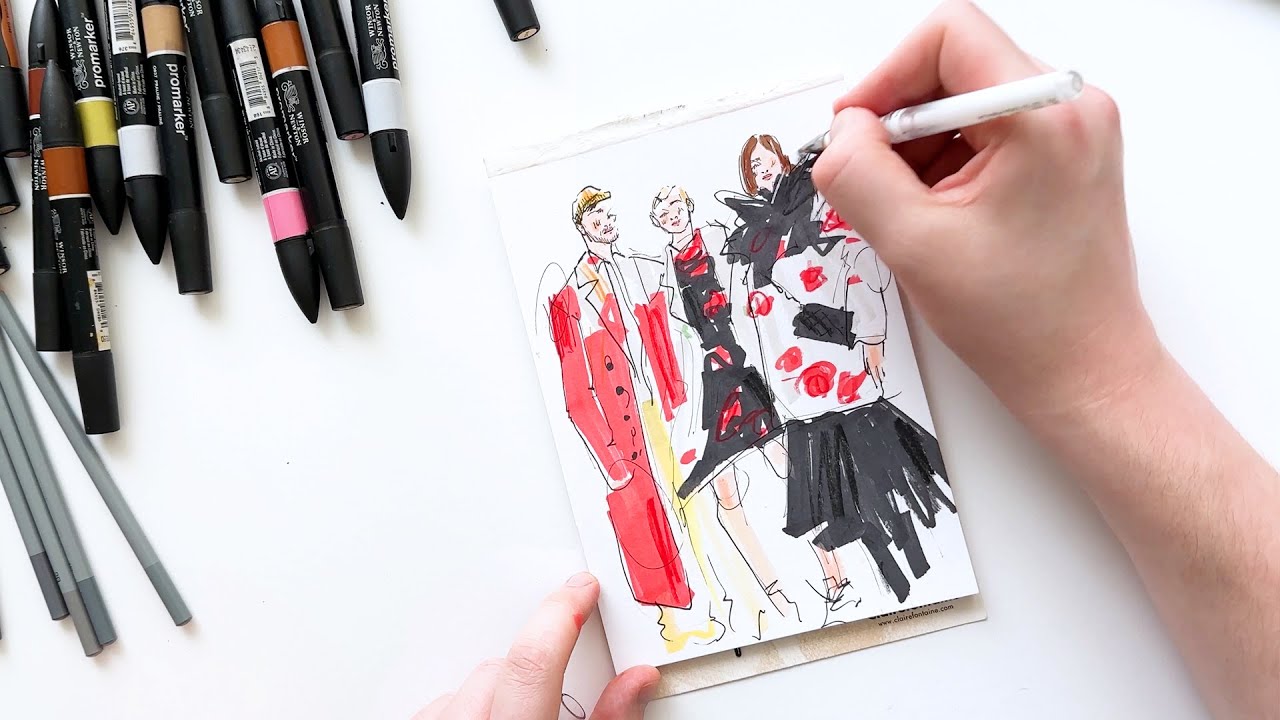 How To Draw 3 People In 10 Minutes?! - Live Event Fashion Illustration Tutorials