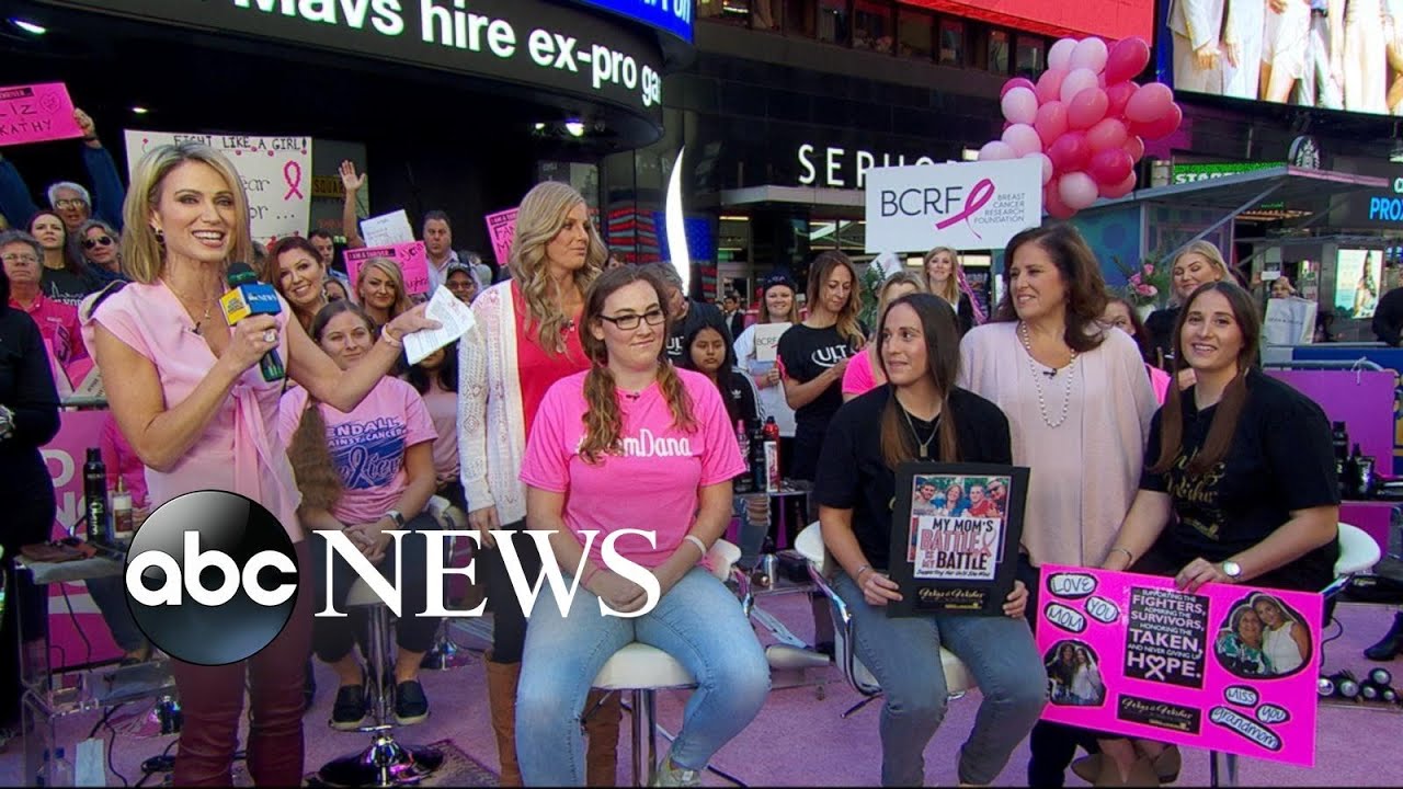 Women donate their hair to breast cancer survivors live on 'GMA'