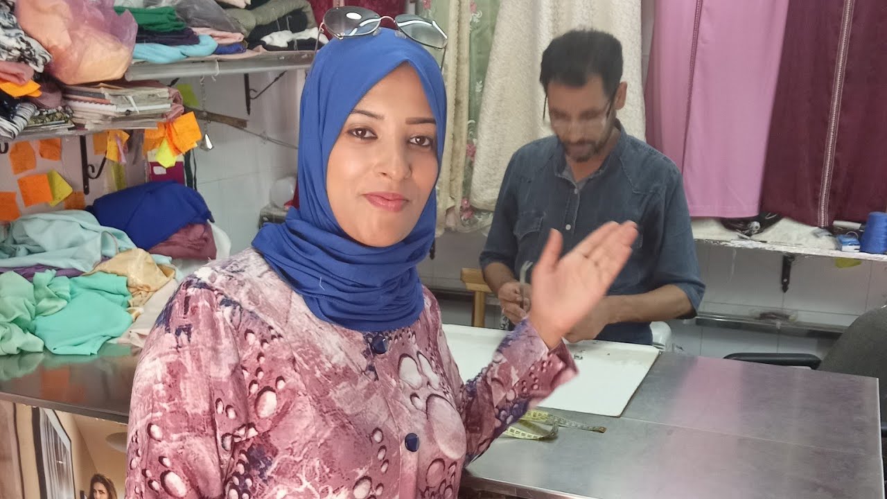 فصالة قفطان كريب مطروز بطريقة بابا وشرح مبسط
