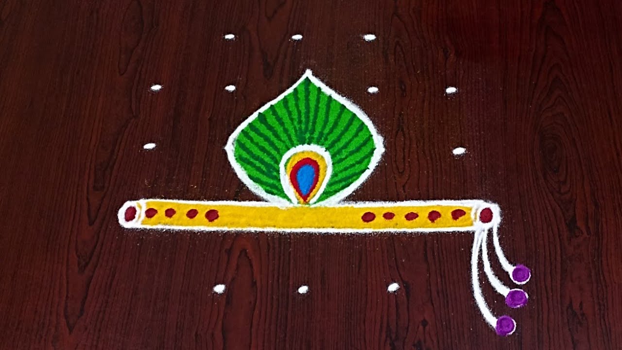 krishnashtami special rangoli with 5&times;3dots|Sri krishna janmashtami muggulu|rangoli|#Rang Kaa Rangoli