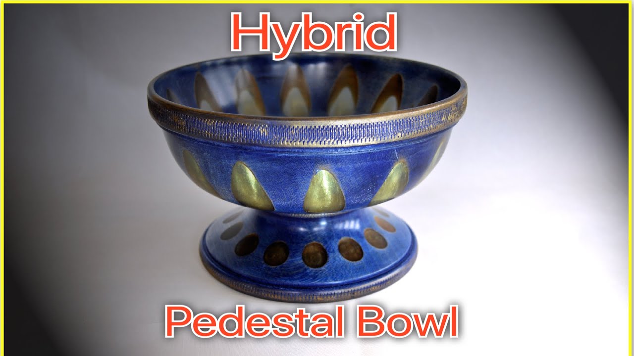 Woodturning - Hybrid Pedestal Bowl - Paul Howard Fluting Jig 16 - Resin inlay in Wood Bowl
