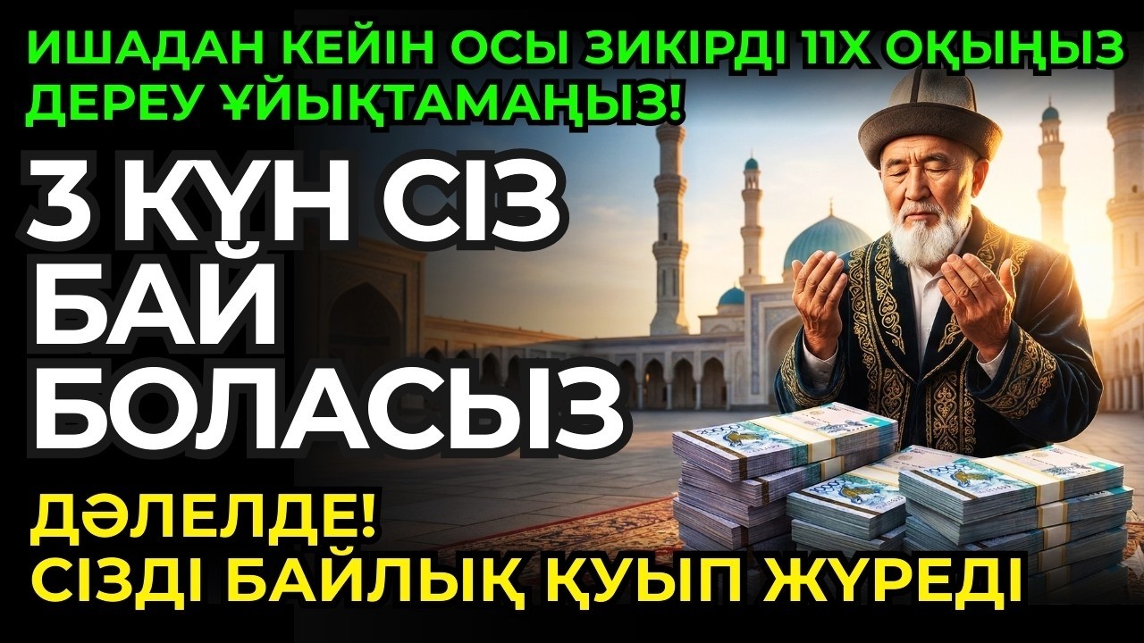 3 КҮНГЕ ЖЕТПЕЙ БАЙЛЫҚҚА КЕНЕЛЕСІЗ‼️ҚҰПТАН НАМАЗЫНАН КЕЙІН ОСЫ ЗІКІРДІ 11 РЕТ ОҚЫҢЫЗ