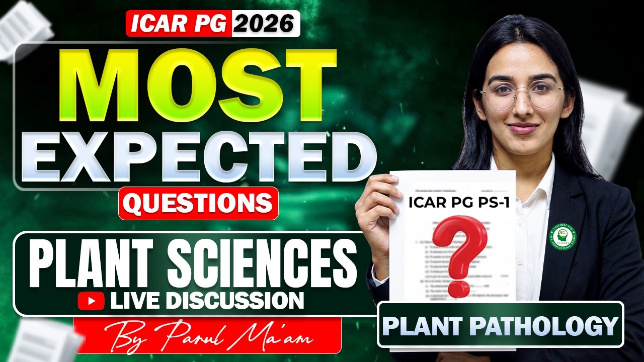 ICAR PG Plant Sciences Paper-1| Plant Pathology Most Expected Question Discussion by Parul Ma'am