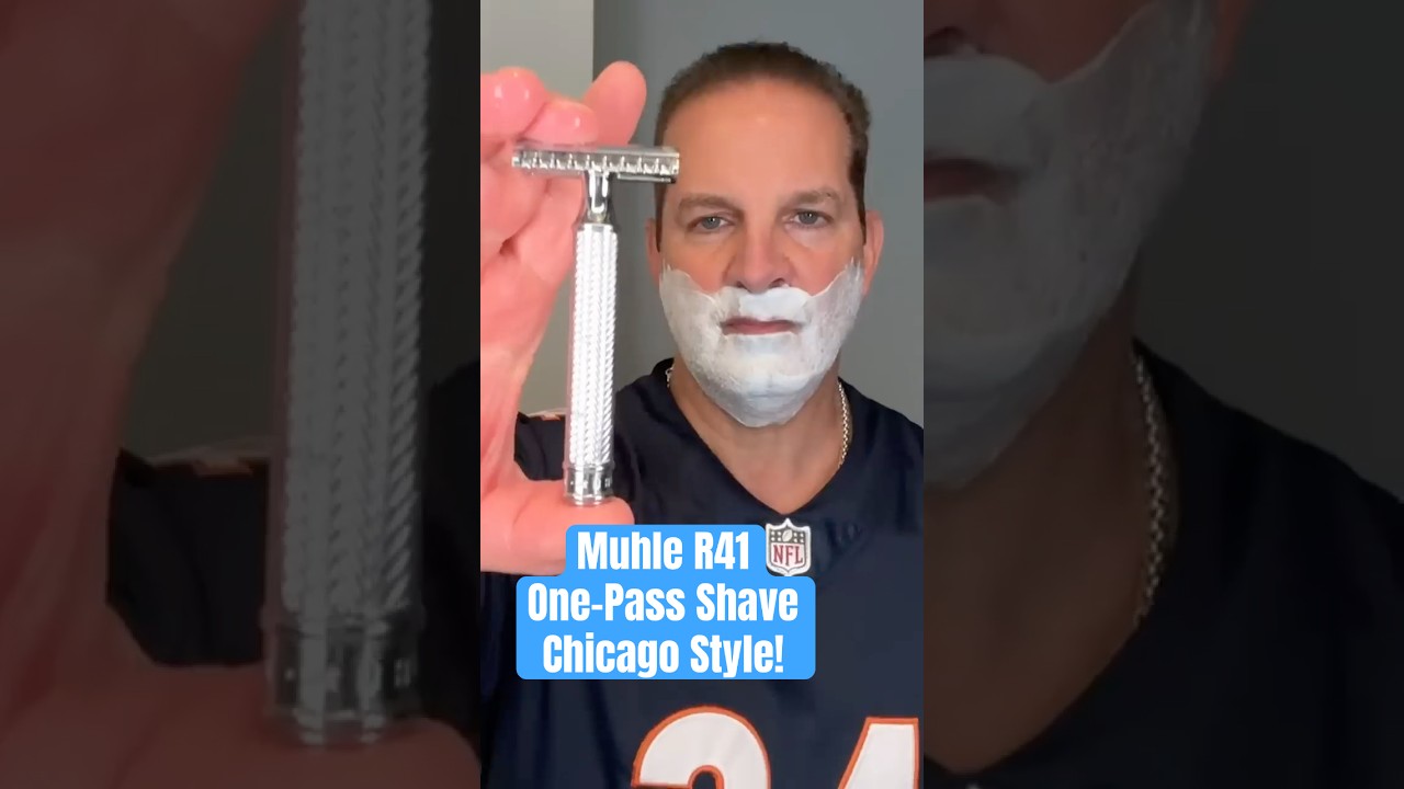 Muhle R-41 One-Pass Safety Razor Shave in About 3 Minutes #asmr #shaving #sounds #razor #skincare