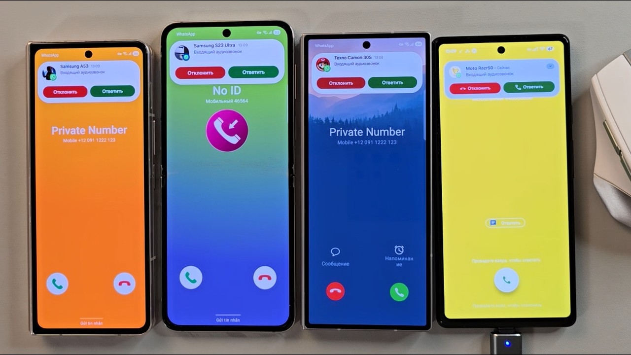 Incoming call Samsugn Z Flip5  Z Fold6 Samsung Galaxy Z Flip5 Pixel Google 6A with mouse control