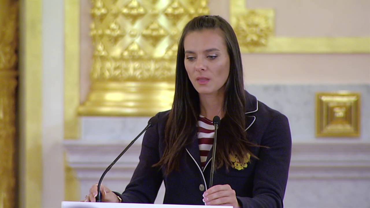 Елена Исинбаева на встрече Владимира Путина с олимпийской сборной в Кремле