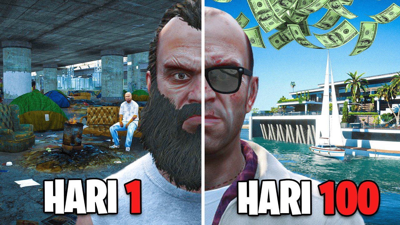 100 Hari Kehidupan Dari GEMBEL Sampai Menjadi SULTAN di GTA 5! (Mod)