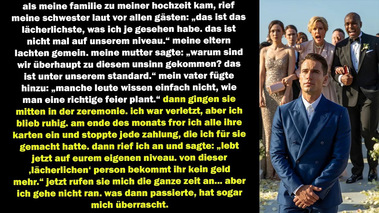 meine familie beleidigte meine hochzeit und ging  ich fror ihre karten ein, jetzt flehen sie mich an