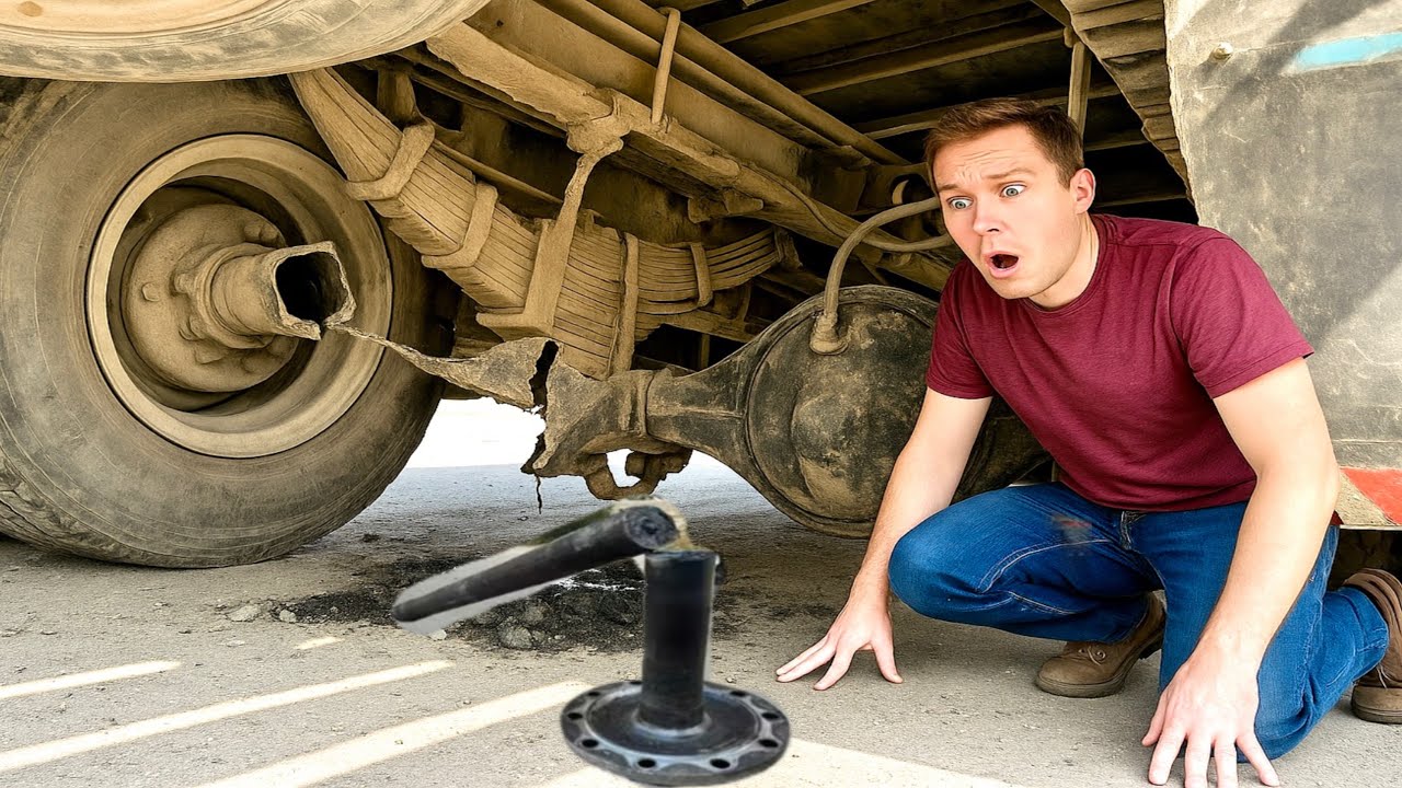 Overloaded Truck’s Axle Snaps Under Extreme Weight – Mechanic Fixes It On The Spot