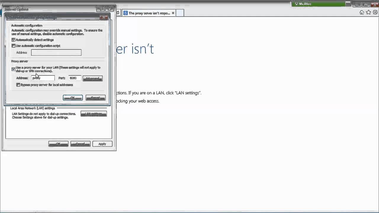 Disabling proxy on Internet Explorer