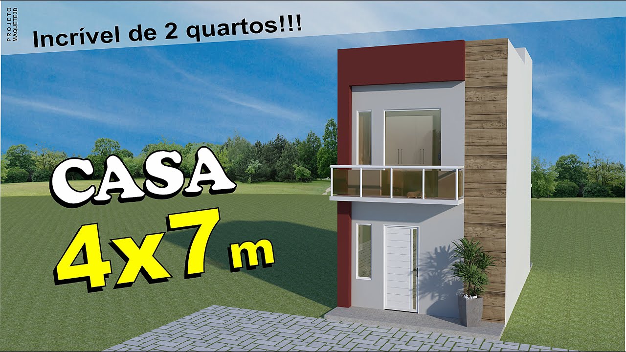 Projeto de Casa Pequena 4x7 metros – Casinha brasileira com 2 quartos