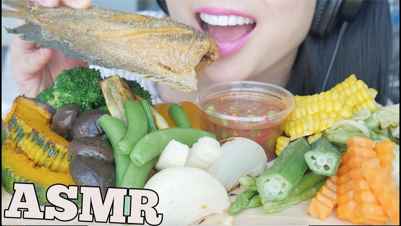 ASMR Veggies + Spicy Thai dipping Sauce *น้ำพริกกะปิ (EATING SOUNDS) NO TALKING | SAS-ASMR