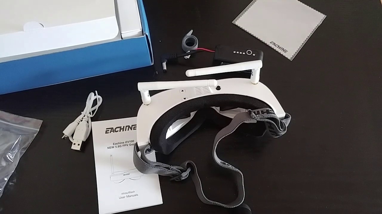 Unboxing i prezentacja gogli/okularów do modeli i dronów RC marki Eachine EV100 NEW 5.8G FPV Goggles
