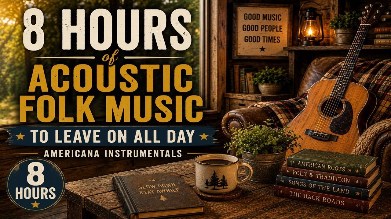 8 Hours of Low-Key Acoustic Folk Instrumentals | Calm Americana Background Music | No Vocals