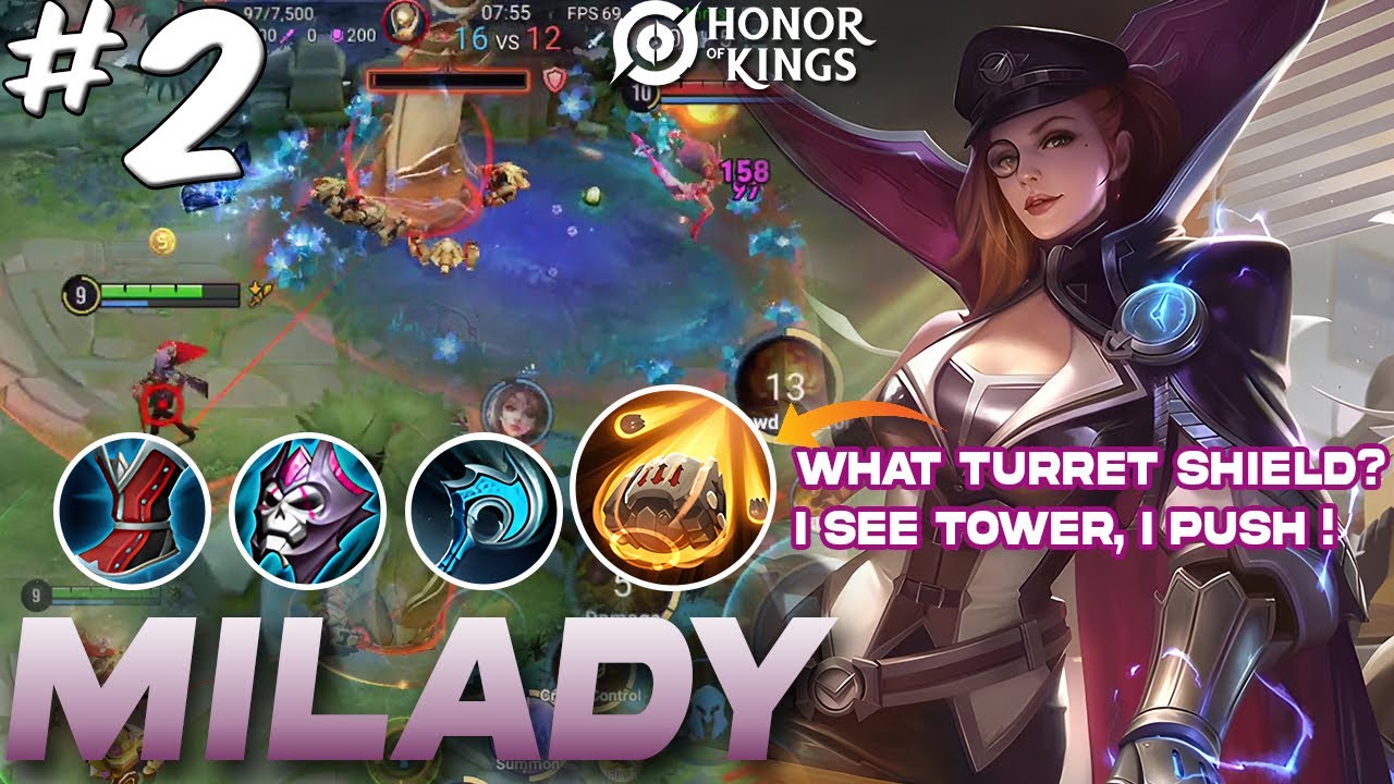 Tower shield doesn't exist in Milady! | Milady Mid lane Gameplay #2 | Honor of Kings