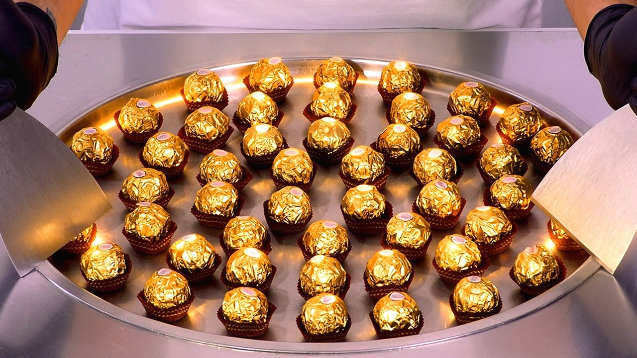 Magic Ferrero Rocher Chocolate - Ice Cream Rolls | Satisfying ASMR