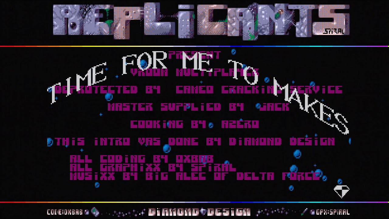 Cracktro by Replicants for Vroom Multiplayer - [Atari ST] 1993