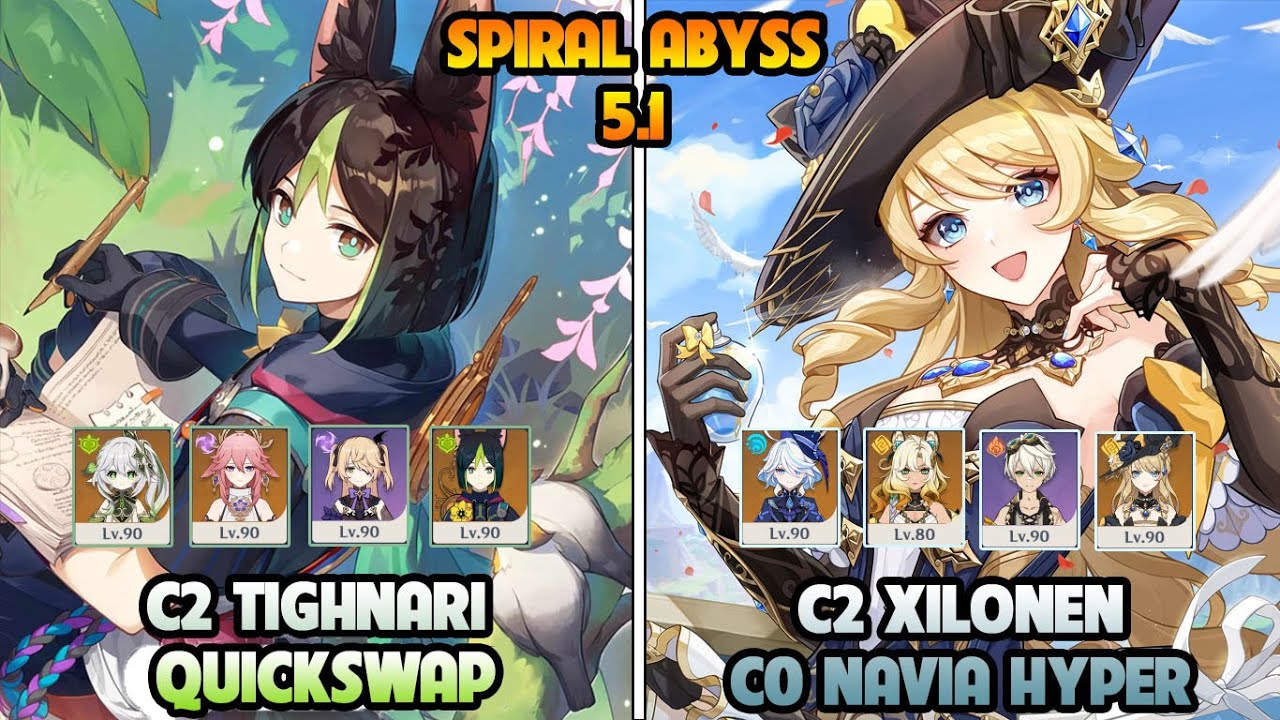 C2 Tighnari QuickSwap - C2 Xilonen C0 Navia Hypercarry | SPIRAL ABYSS 5.1