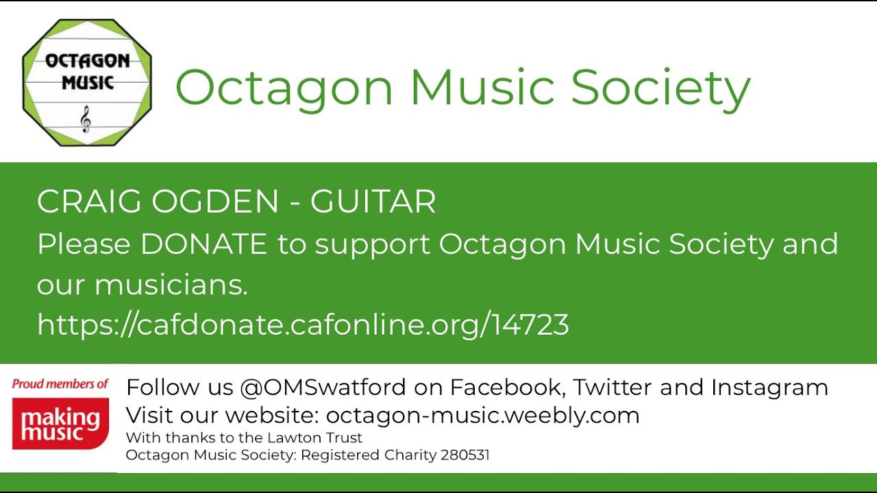 Octagon Music Society Presents CRAIG OGDEN (guitar)