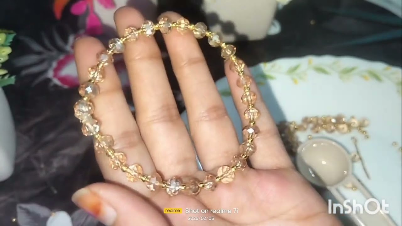 How to make a crystal bracelet at home and handmade☺️crystal bracelet kaise banaye ghar per handmade