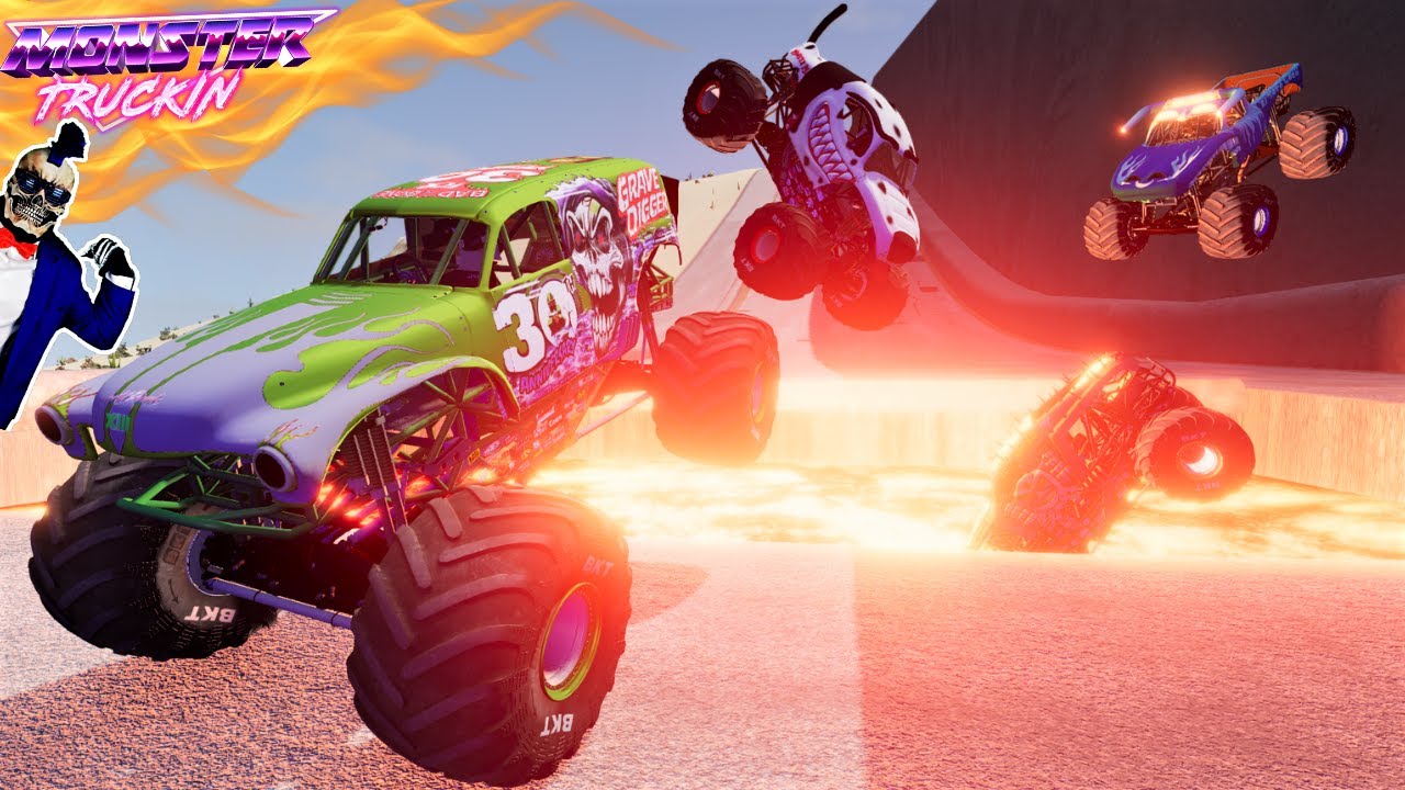 Monster Jam БЕЗУМНЫЕ гонки, фристайл и скоростные прыжки #11 | BeamNG Drive | Grave Digger