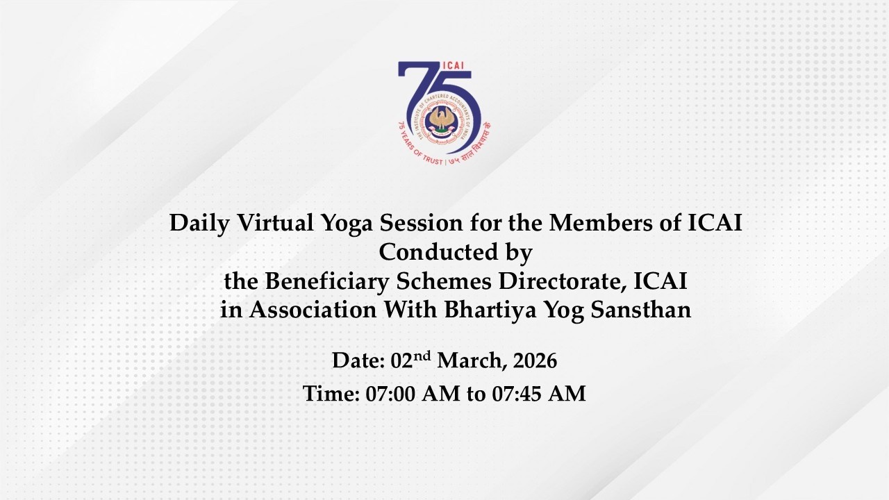 Daily Virtual Yoga Session for the Members of ICAI conducted by PSEC-ICAI in association with BYS