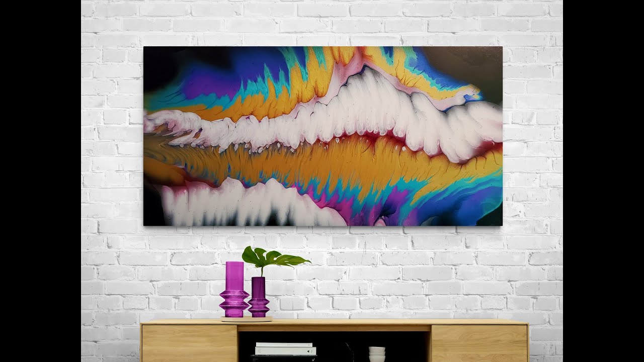 (482) Wandering Split Cup Straight Pour Painting with Cloud Effects (no satin enamel) Landscape!