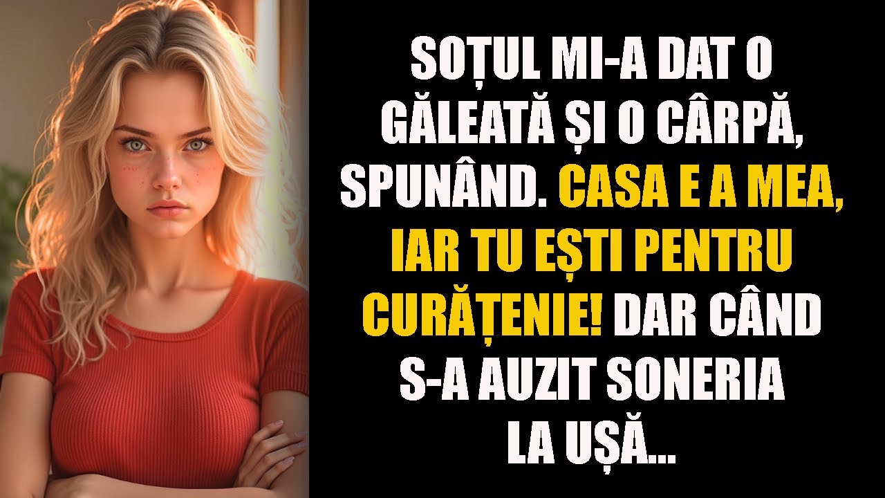 Soțul mi-a dat o găleată și o cârpă, spunând.Casa e a mea, iar tu ești pentru curățenie. Dar când...