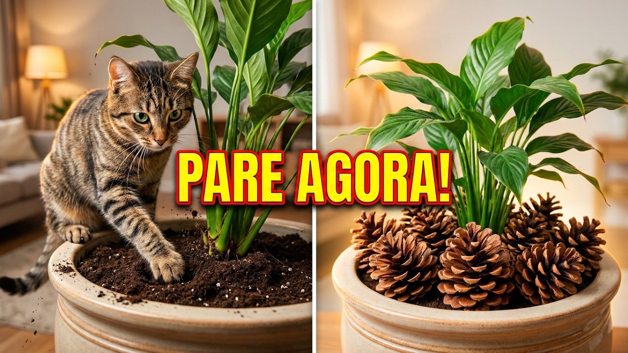 Como evitar que o GATO faça XIXI E COCÔ no vaso de planta - Gatil Hauser