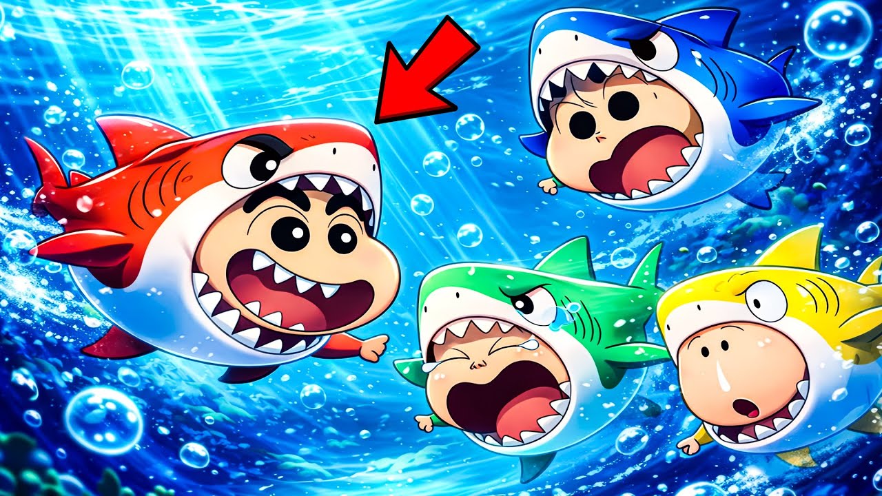 Shinchan And His Friends Became Hungry Shark 🦈 | Shinchan Playing Hungry Shark Evolution 😂