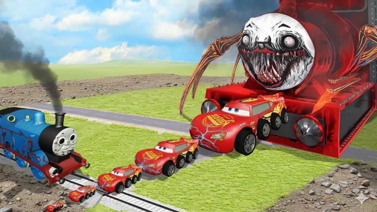 ALL MONSTERS Big & Small Cars Lightning Mcqueen vs Trains Thomas | BeamNG.Drive