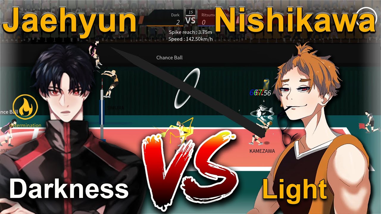 The Spike. Volleyball 3x3. Jaehyun vs Nishikawa. Battle S Rank. Dark vs Electric Effect.