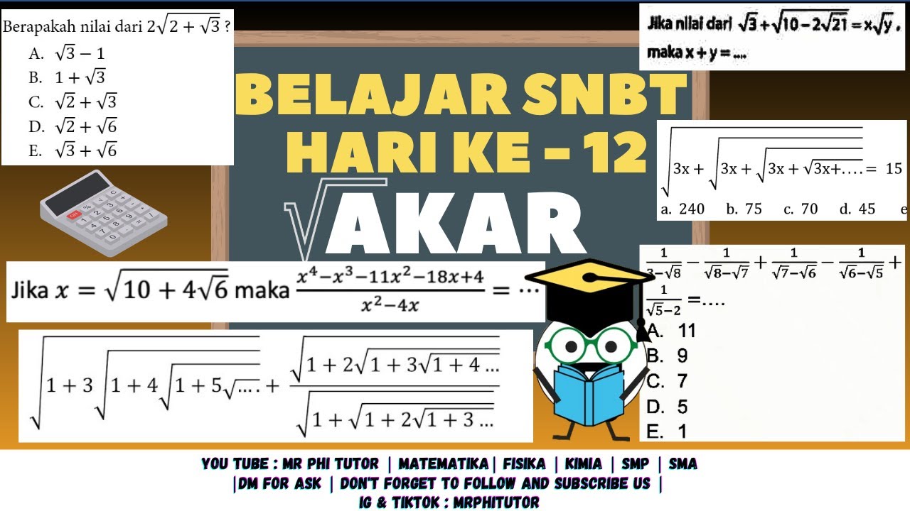 Day 12 Belajar SNBT – Bentuk Akar dan Merasionalkan Akar #snbt #belajaronline #utbk #snbt2026
