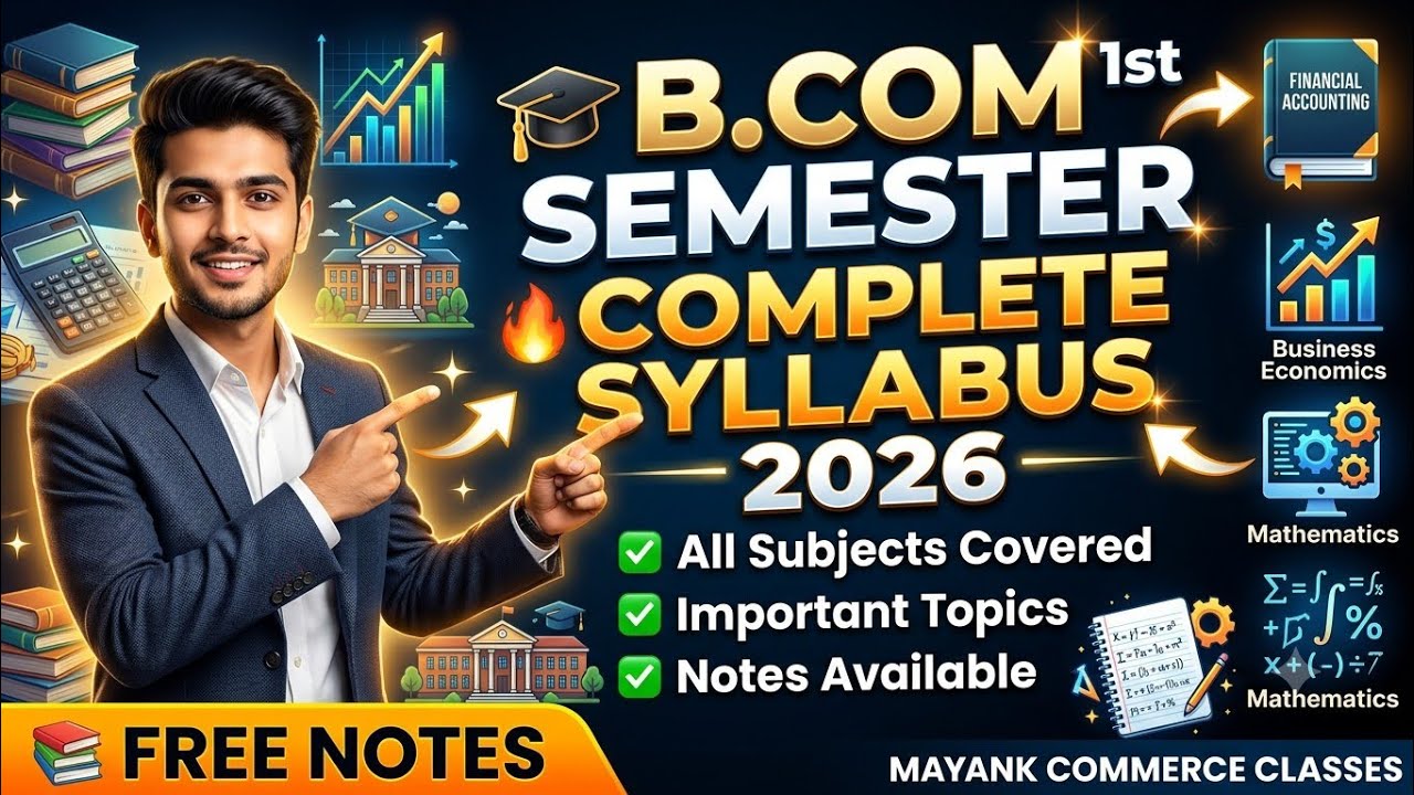 🎓 B.Com 1st Semester Complete Syllabus 2026 | All Subjects & Important Topics | Notes Available 📚