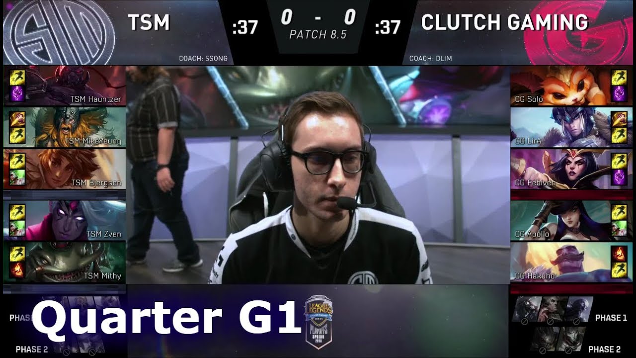 TSM vs Clutch Gaming | Game 1 Quarter Finals S8 NA LCS Spring 2018 | TSM vs CG G1
