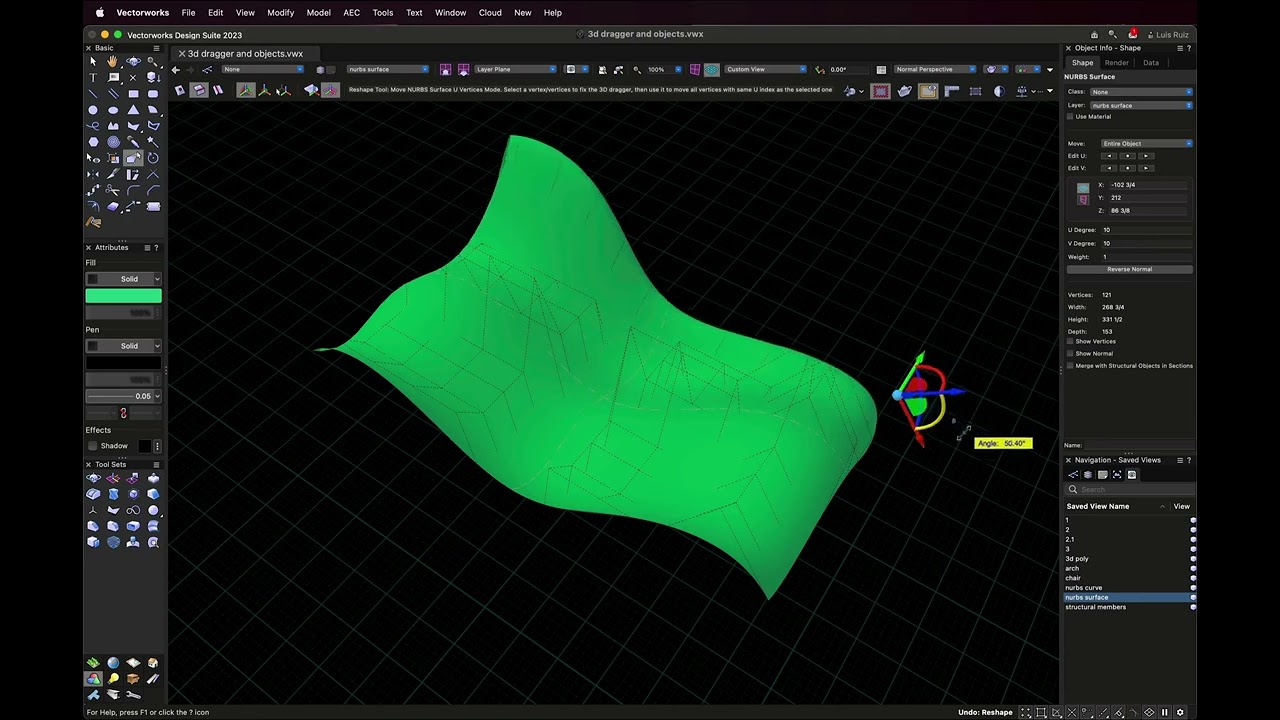 Reshaping NURBS 3D Dragger