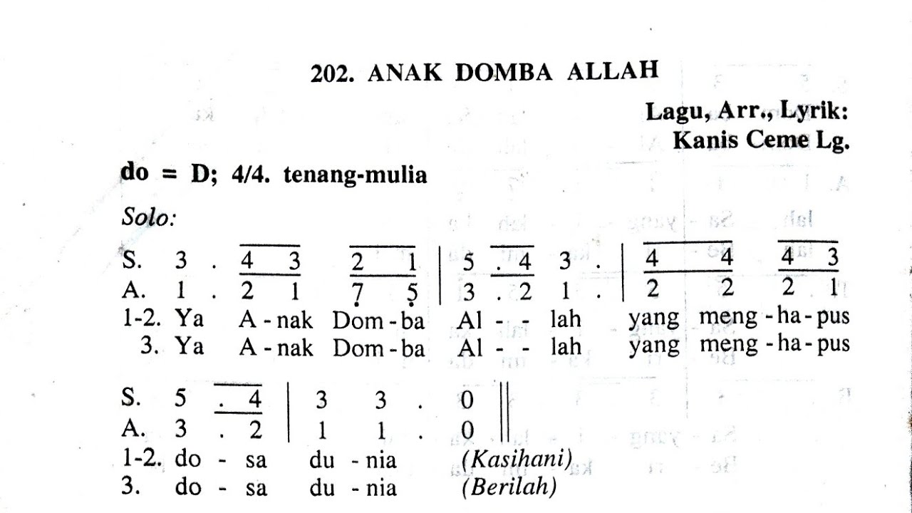 Anak domba Allah Kanis Ceme Lg || Lagu Rohani || Lagu Koor Katolik