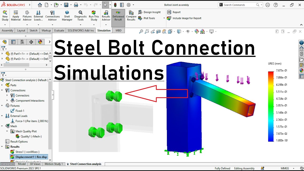 Моделирование в Solidworks | Анализ болтовых соединений из стали