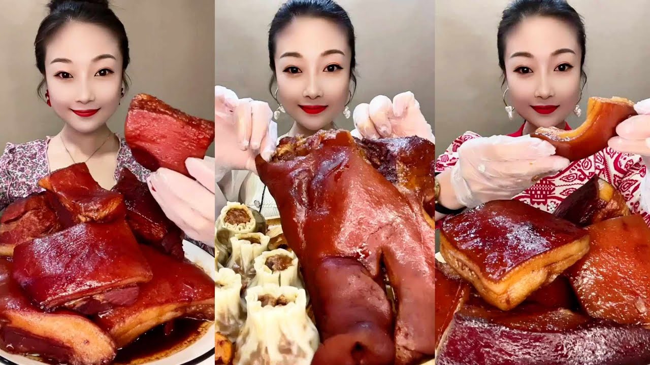 ASMR CHINESE FOOD MUKBANG | BRAISED PORK BELLY | MUKBANG PORK LEG | PORK HEAD EATING ASMR