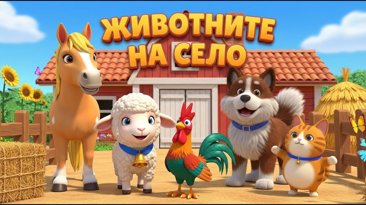 Животните на село - детска песничка от Всезнайко