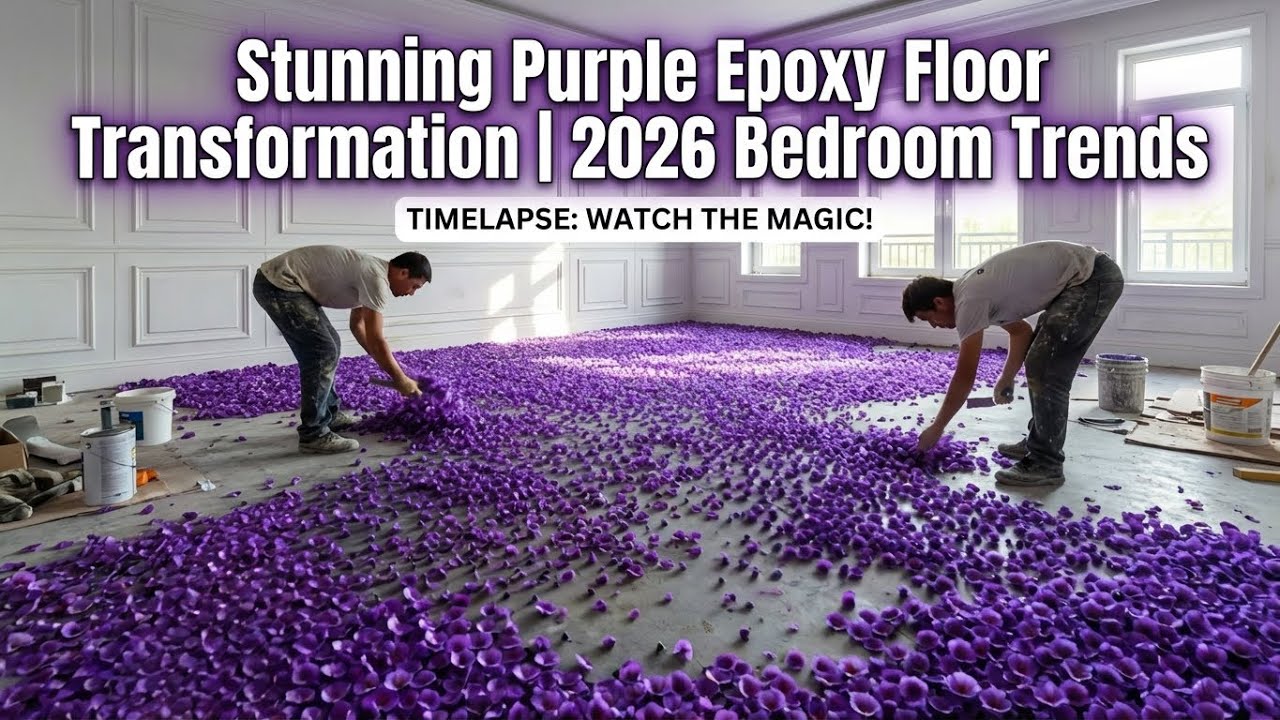 Epoxy Floor Transformation | I Filled My Bedroom Floor With Thousands of Purple Gems | Eleven Epoxy
