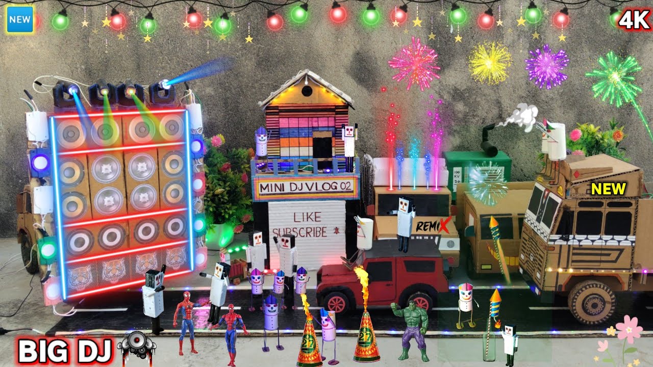 🆕 Mini Dj Truck loading At-New Home by cardboard making dj truck sharpy light big dj setup loading  