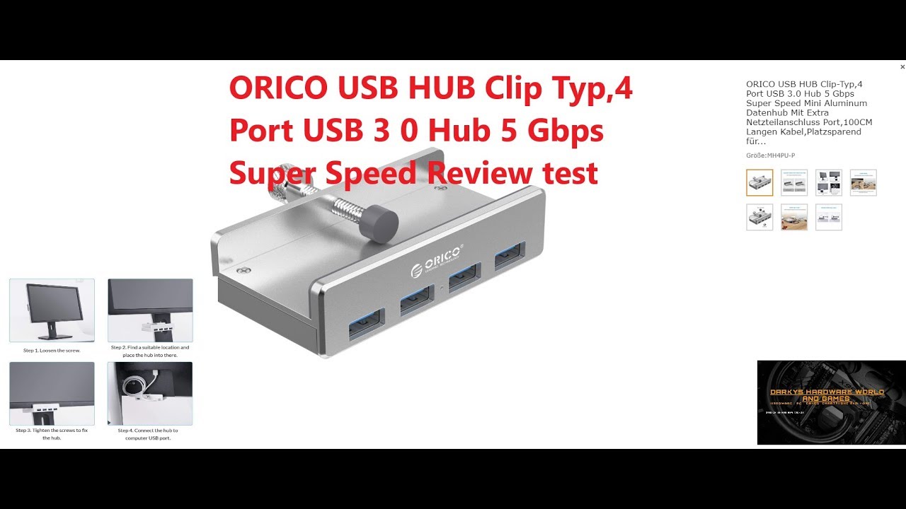 ORICO USB HUB Clip Typ,4 Port USB 3 0 Hub 5 Gbps Super Speed Review test